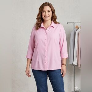 Croft & Barrow Pink 3/4 Sleeve Button Up Blouse
